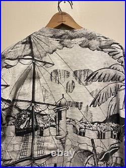 Vintage 90s Disney Pirates of the Caribbean Large AOP Shirt USA All Over Print