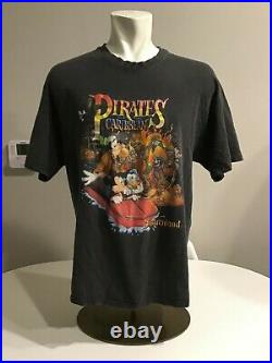 Vintage 90s Disney Pirates of the Caribbean T Shirt L/XL Black made in USA