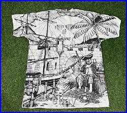 Vintage Disney Pirates of the Caribbean AOP Shirt All Over Print MINT