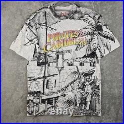 Vintage Disney Pirates of the Caribbean T-Shirt Mens Medium AOP Single Stitch Vintage Disney Pirates of the Caribbean T-Shirt Mens Medium AOP Single Stitch