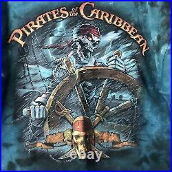 Vintage Pirates Of The Caribbean Walt Disney Tie Dye Shirt Size XL Vtg Hipster