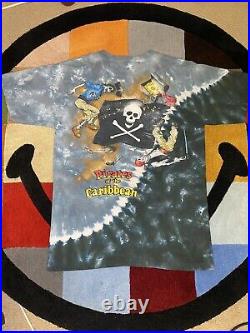 Vintage Pirates of the Caribbean Johnny Depp Tshirt 90s Disney size Medium AOP