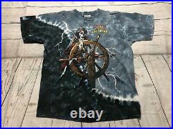 Vintage Pirates of the Caribbean Tie Dye T-shirt 90s Disney Sz Large AOP