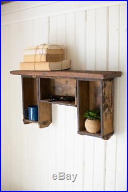 Vintage Wood Brick Mold Hanging Shelf Wall Floating Shadow Box Cabinet Rustic