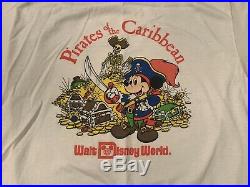 Vtg 80s Pirates of the Caribbean t shirt sesame street disney mickey mouse world