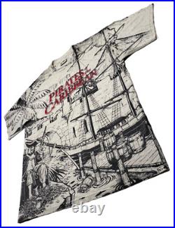 Vtg 90s Walt Disney Pirates of the Caribbean XL T-Shirt USA All Over Print AOP