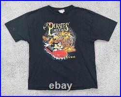 Vtg Disneyland XL Black T Shirt USA Made Pirates Of The Caribbean Double Sided