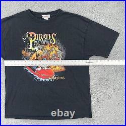 Vtg Disneyland XL Black T Shirt USA Made Pirates Of The Caribbean Double Sided