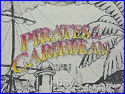 Vtg PIRATE'S OF THE CARIBBEAN Disney T-Shirt OSFM Single Stitch All Over Print