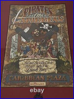 Walt Disney World Pirates of the Caribbean Plaza 1982 Poster in Red Mat SEALED